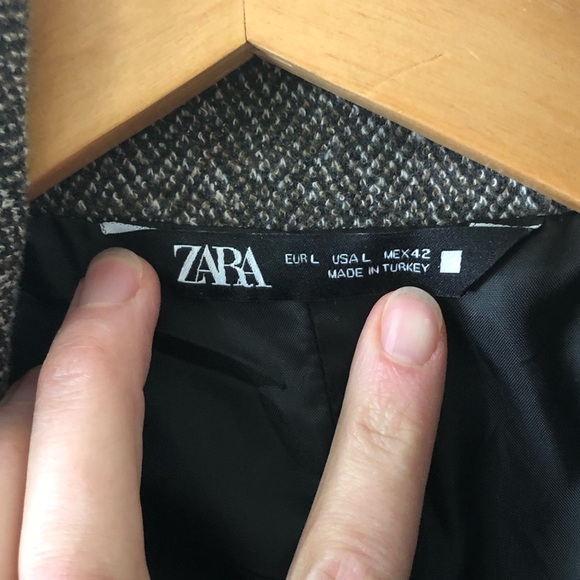 Zara Mens Gray Cotton Blend Button Up Pea Coat - Size Large - Picture 4 of 9